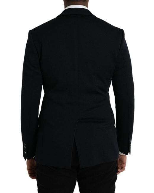 Dolce & Gabbana Black Wool Notch Single Breasted Coat Blazer for men