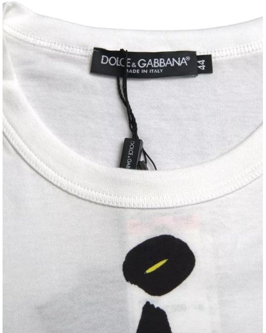 Dolce & Gabbana Gray Graphic Cotton Short Sleeves T-Shirt for men