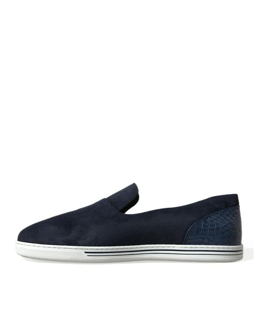 Dolce & Gabbana Blue Suede Caiman Loafers Saint Tropez Shoes for men