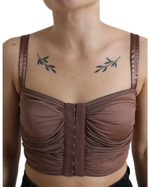 Dolce & Gabbana Black Viscose Bustier Sleeveless Cropped Top