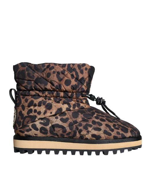 Dolce & Gabbana Black Leopard Ankle Boots Padded Shoes for men