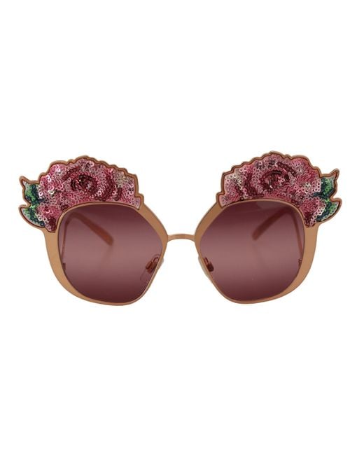 Dolce & Gabbana Pink Rose Sequin Embroidery Dg2202 Sunglasses