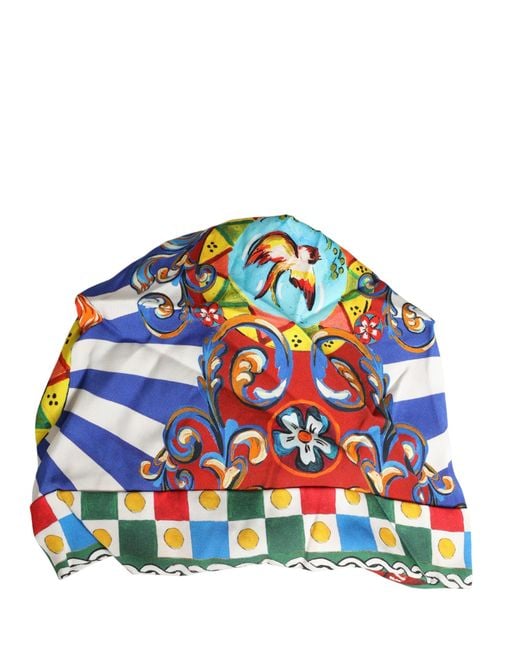 Dolce & Gabbana Blue Carretto Motif Turban Headwear Hat