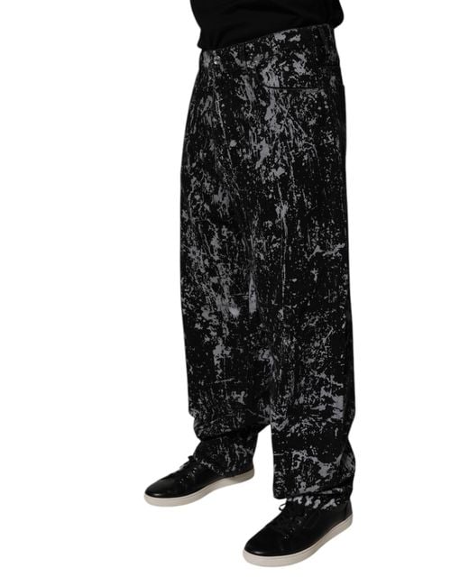 Dolce & Gabbana Black Splatter Print Pants for men