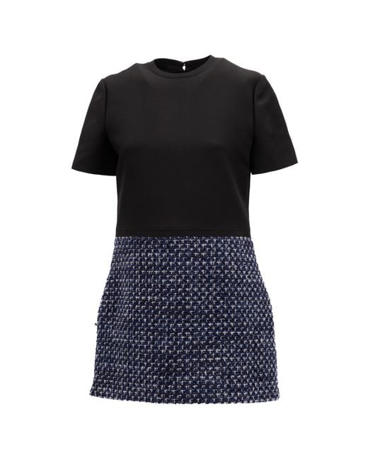 Valentino Garavani Black And Tweed Mini Dress