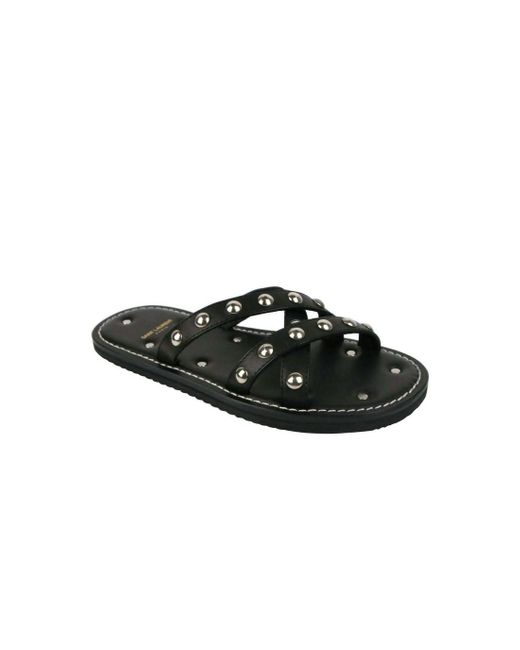 Saint Laurent Black Leather Sandal With Studs for men