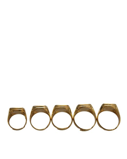 Dolce & Gabbana Multicolor Brass Royal Enamel Set Of 5 Ring for men