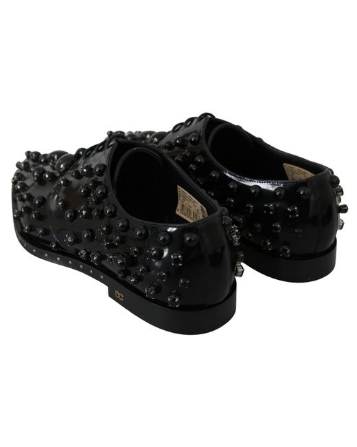 Dolce & Gabbana Black Elegant Dress Shoes With Crystals