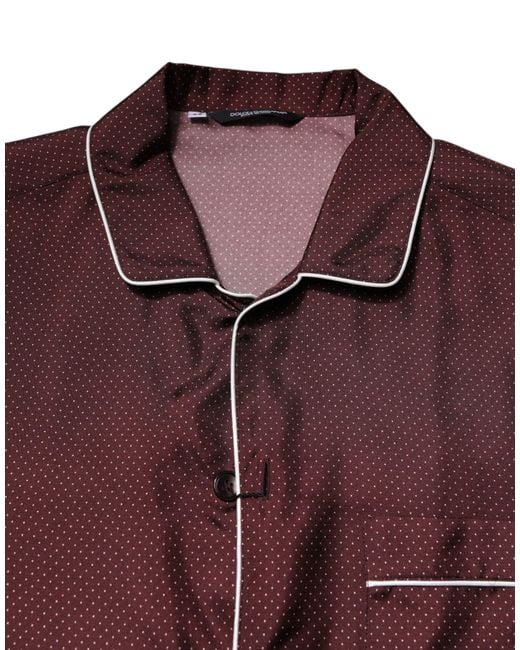 Dolce & Gabbana Purple Silk Dotted Long Sleeves Shirt for men