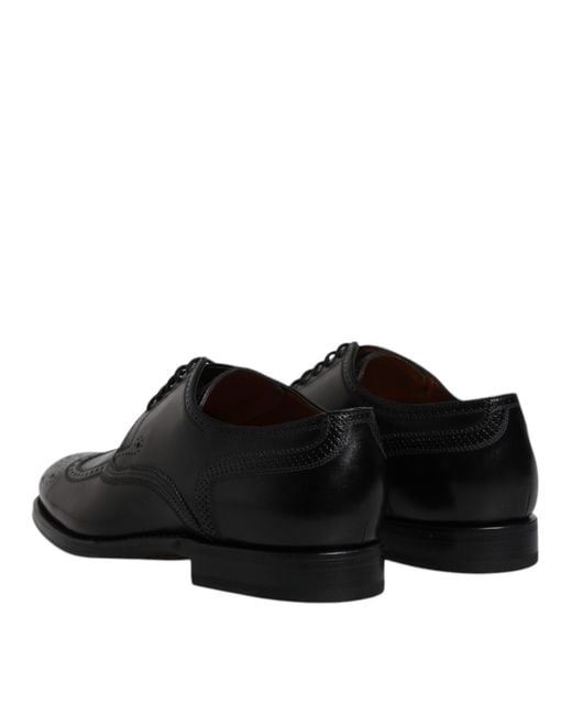 Dolce & Gabbana Black Leather Wingtip Oxford Brogue for men