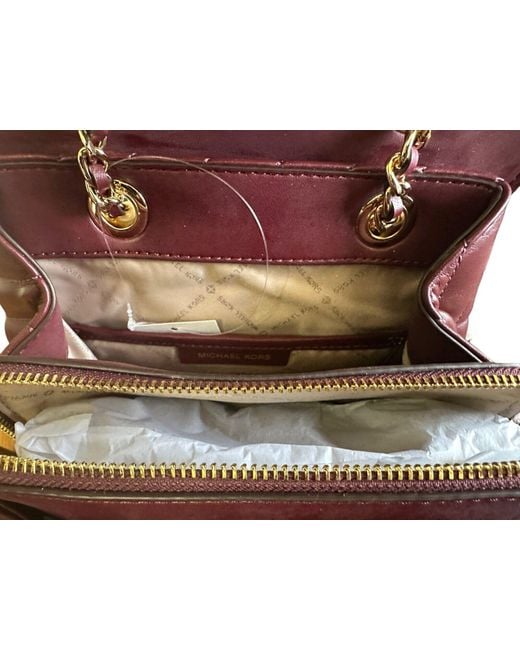 Michael Kors Rose Vegan Leather Chain Backpack in Red Lyst