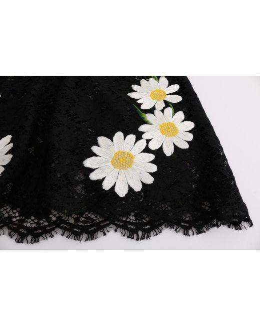 Dolce & Gabbana Black Floral Lace Chamomile Sicily Dress