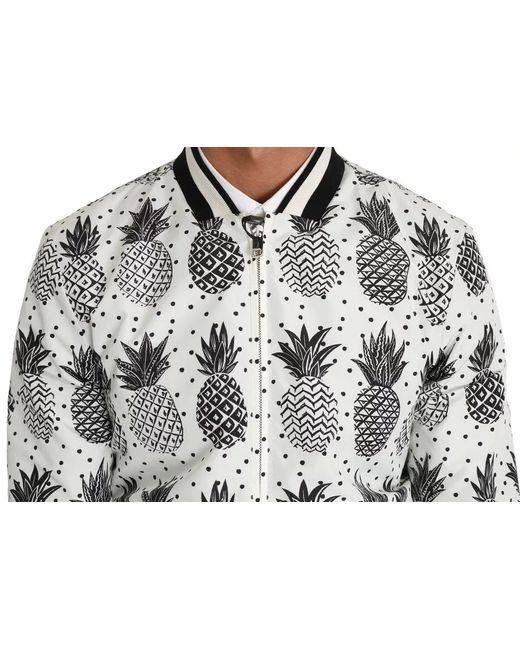 Dolce & Gabbana Gray Pineapple Print Bomber Jacket Model Jkt2257 for men