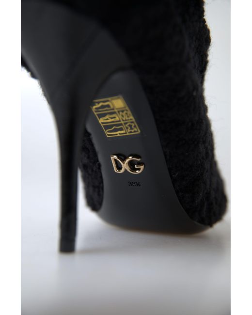 Dolce & Gabbana Black Elegant Virgin Wool Mid Calf Boots