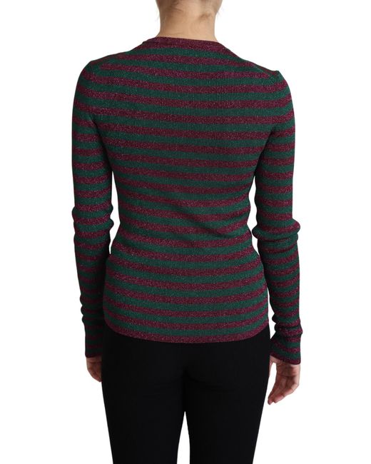 Dolce & Gabbana Black Elegant And Striped Crewneck Sweater