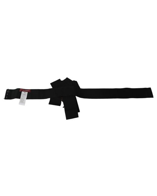 Dolce & Gabbana Black Crystal Brooch Wide Wai Satoria Belt Cotton Acetate