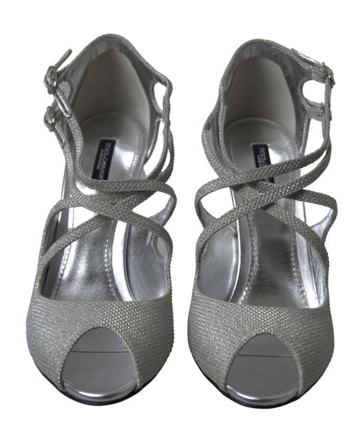Dolce & Gabbana Gray Shimmers Sandals Heel Pumps Shoes