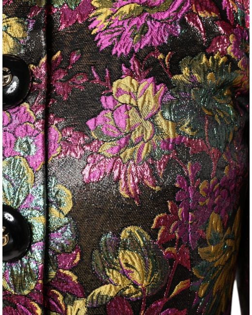 Dolce & Gabbana Red Floral Jacquard Cropped Jacket