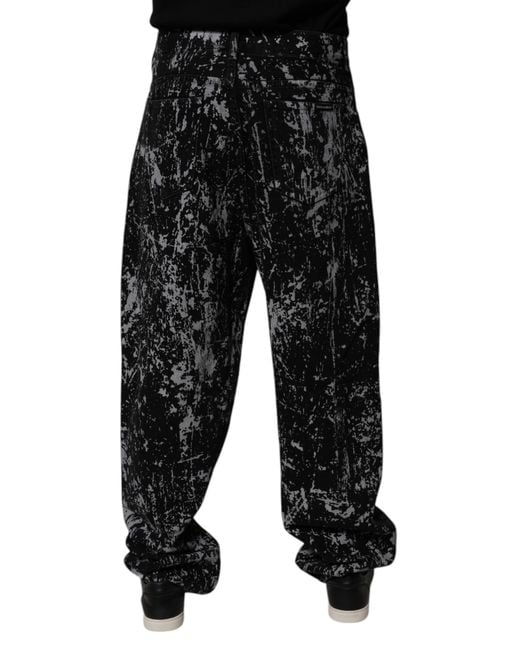 Dolce & Gabbana Black Splatter Print Pants for men