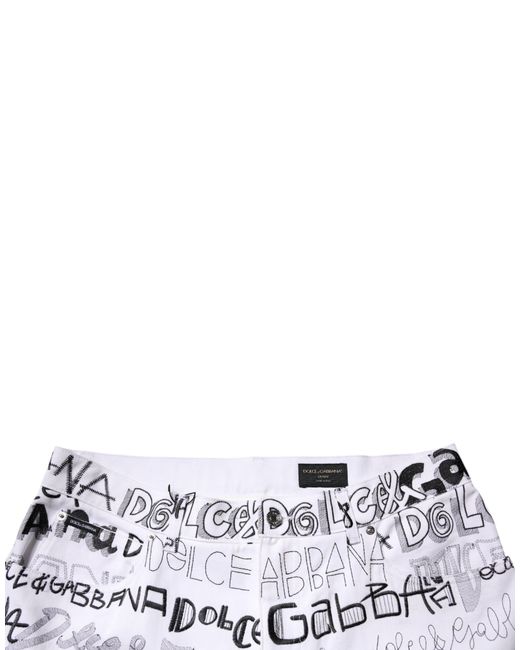 Dolce & Gabbana Gray Logo Print Straight Denim Jeans for men