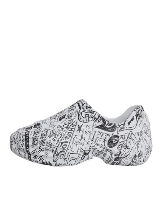 Dolce & Gabbana White Graffiti Daymaster Sneakers Shoes Calf Leather for men