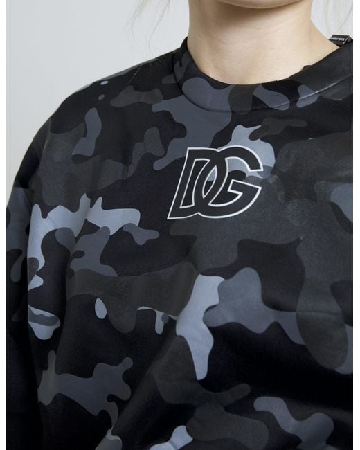 Dolce & Gabbana Black Camouflage Round Neck Sweatshirt Sweater