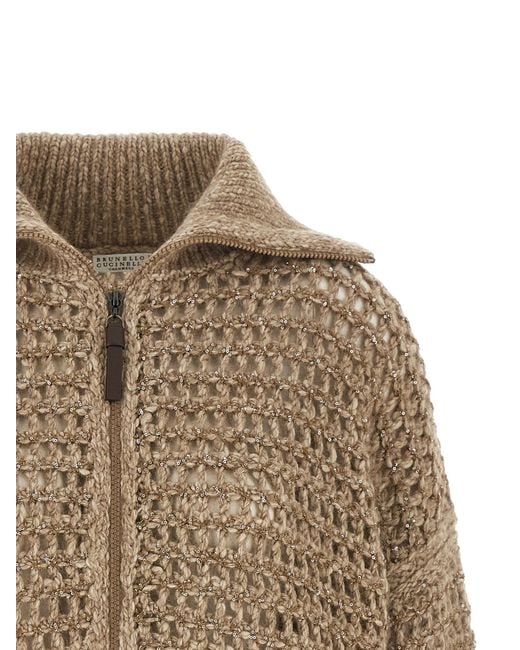 Brunello Cucinelli Brown Elastane Cardigan