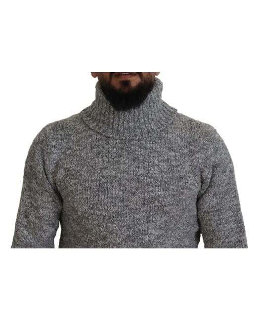 Dolce & Gabbana Gray Wool Knit Turtleneck Pullover Sweater for men