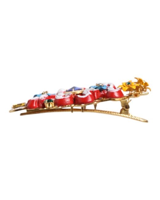Dolce & Gabbana White Spring Carretto Brass Crystal Hair Clip