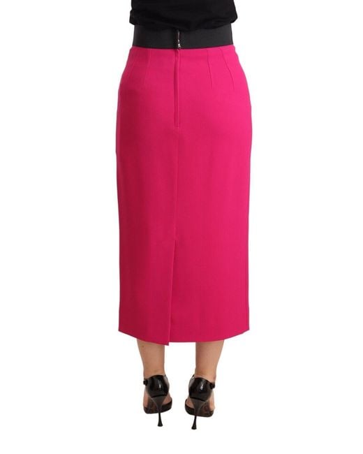 Dolce & Gabbana Red High Waist Stretch Pencil Straight Skirt Rayon Acetate Elastane