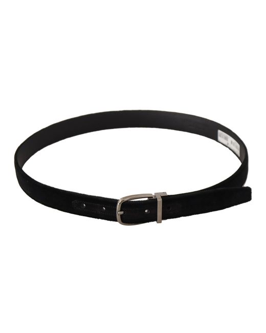 Dolce & Gabbana Black Classic Velvet Tone Metal Buckle Belt for men