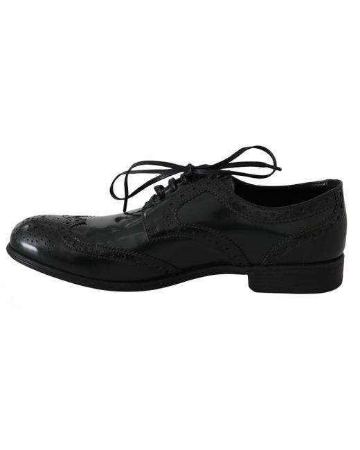 Dolce & Gabbana Black Leather Broque Oxford Wingtip Shoes
