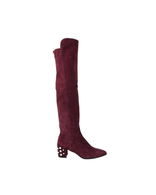 Stuart Weitzman Red Suede Knee High Boot