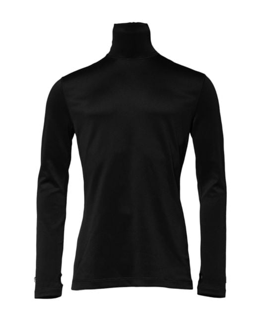 Dolce & Gabbana Black Polyester Turtleneck Pullover Sweater for men