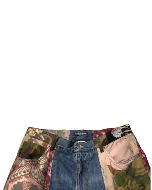Dolce & Gabbana Blue Patchwork Cotton Straight Denim Jeans for men