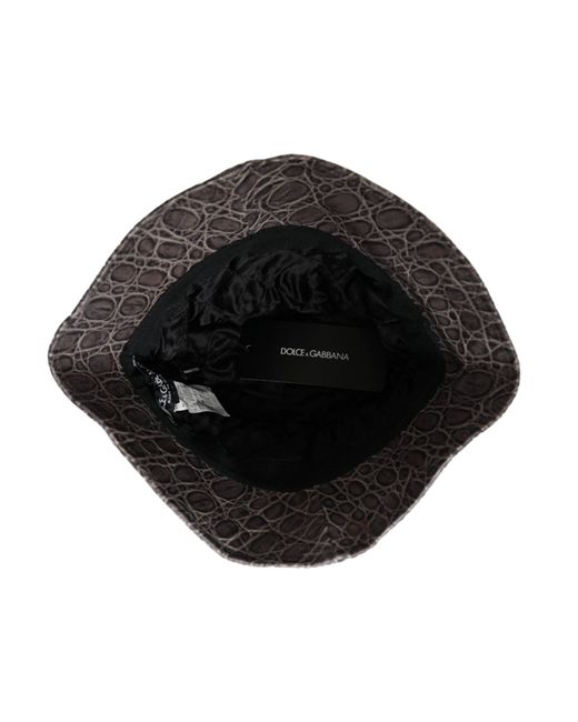 Dolce & Gabbana Black Patterned Leather Bucket Hat