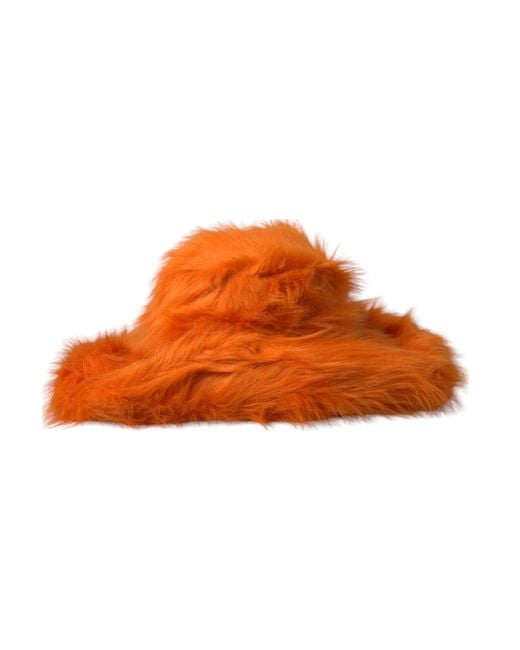 Dolce & Gabbana Orange Faux Fur Polyester Fedora Hat