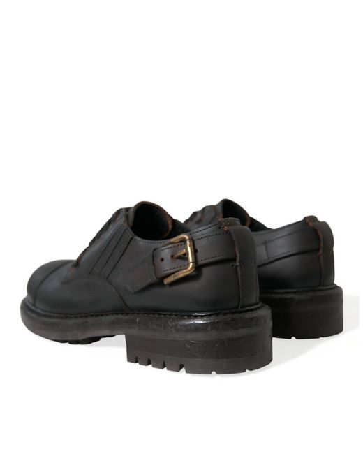 Dolce & Gabbana Black Leather Lace Up Derby Dress Shoes for men