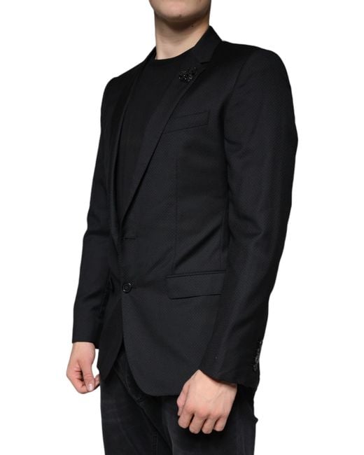 Dolce & Gabbana Black Martini Bee Single Breasted Blazer for men