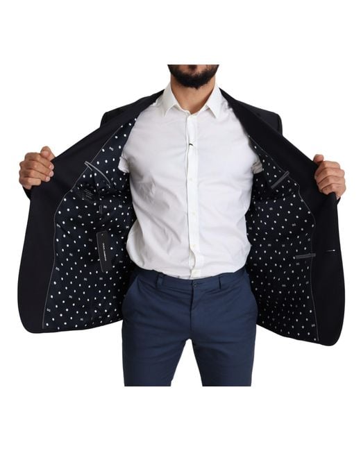 Dolce & Gabbana Blue Wool Single Breasted Napoli Blazer for men