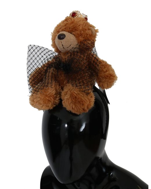 Dolce & Gabbana Brown Teddy Bear Crystal Crown Tiara Diadem Hair Band Accessory