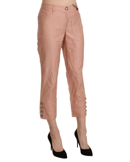 Ermanno Scervino Black Cotton High Waist Cropped Trouser Pants