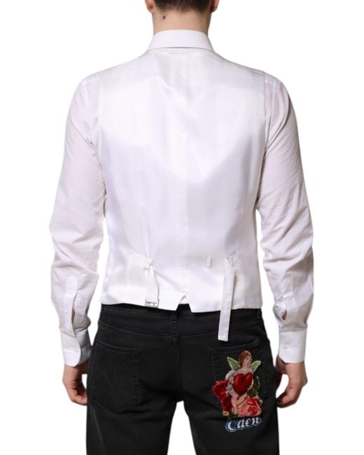 Dolce & Gabbana White Sequined Vest Nylon for men