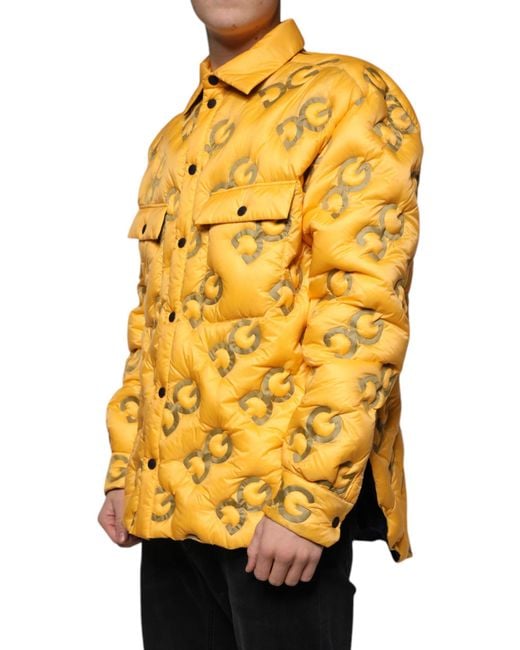 Dolce & Gabbana Metallic Logo Padded Buttoned Blouson Jacket for men