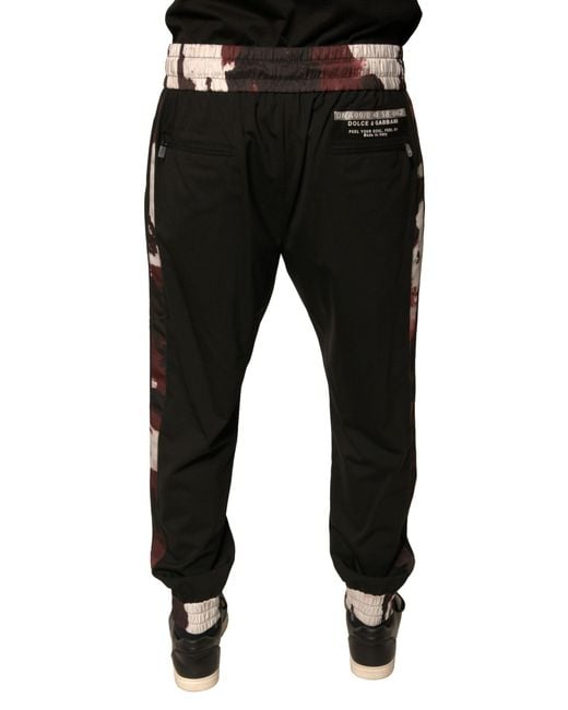 Dolce & Gabbana Black Camouflage Wool Jogger Sweatmen's Pants for men