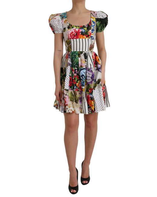 Dolce & Gabbana Multicolor Patchwork Cotton Aline Mini Dress