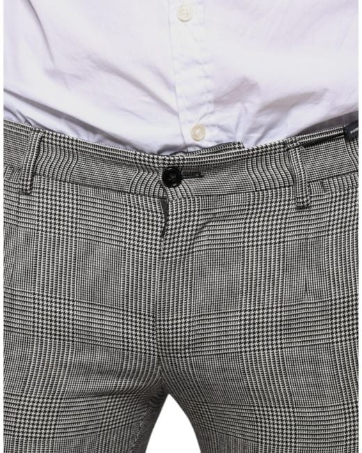 Dolce & Gabbana Gray Check Tartan Wool Skinny Pants for men