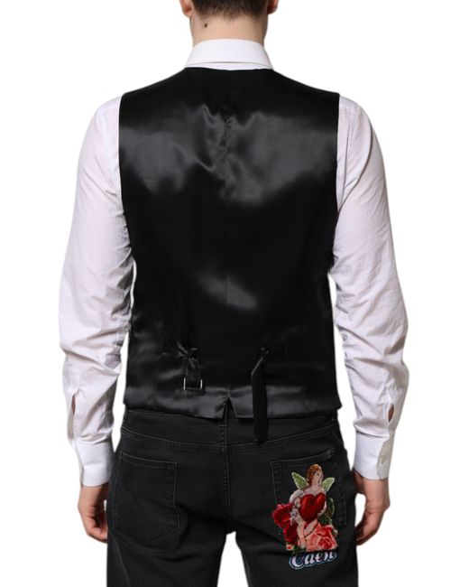 Dolce & Gabbana Gray Brocade Formal Waistcoat Vest for men