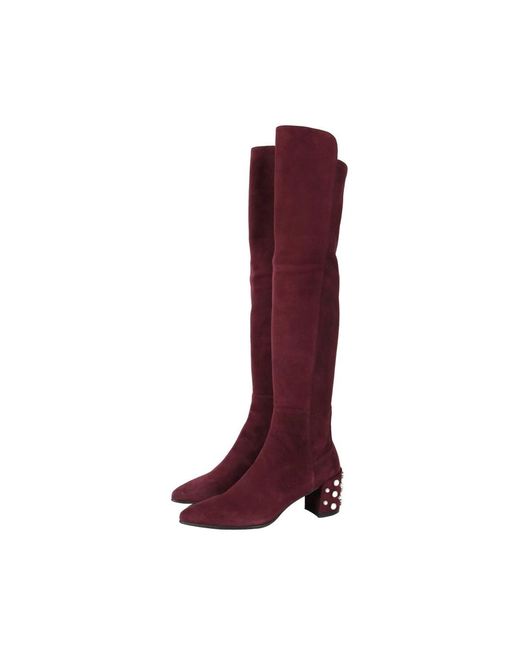 Stuart Weitzman Red Suede Knee High Boot
