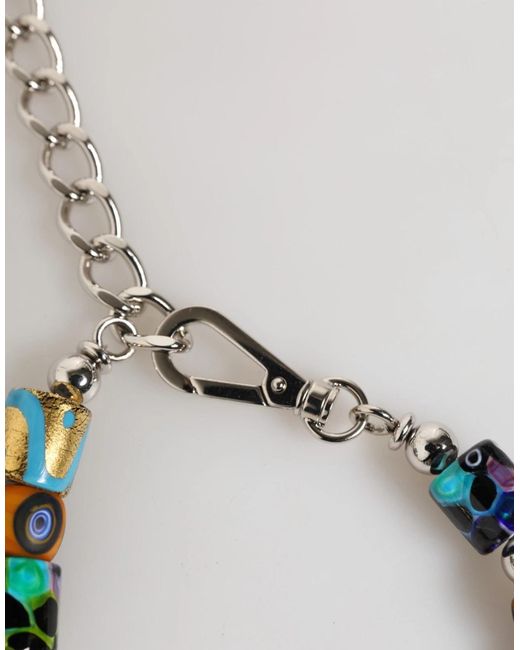 Dolce & Gabbana Metallic Murano Glass Beads Brass Zamak Necklace